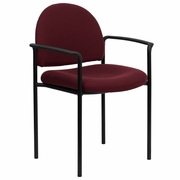 COMFORT BURGUNDY FABRIC STACKABLE STEEL SIDE RECEPTION CHAIR WITH ARMS: <font color=green>FREE SHIPPING!</font>