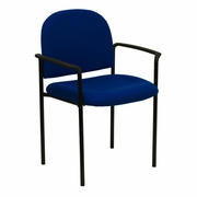 COMFORT NAVY FABRIC STACKABLE STEEL SIDE RECEPTION CHAIR WITH ARMS: <font color=green>FREE SHIPPING!</font>
