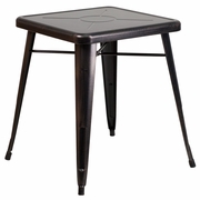 COMMERCIAL GRADE 23.75" SQUARE BLACK-ANTIQUE GOLD METAL INDOOR-OUTDOOR TABLE: <font color=green>FREE SHIPPING!</font>