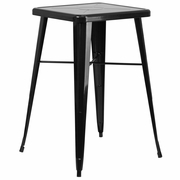 COMMERCIAL GRADE 23.75" SQUARE BLACK METAL INDOOR-OUTDOOR BAR HEIGHT TABLE: <font color=green>FREE SHIPPING!</font>