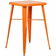 COMMERCIAL GRADE 23.75" SQUARE ORANGE METAL INDOOR-OUTDOOR BAR HEIGHT TABLE: <font color=green>FREE SHIPPING!</font>