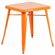 COMMERCIAL GRADE 23.75" SQUARE ORANGE METAL INDOOR-OUTDOOR TABLE: <font color=green>FREE SHIPPING!</font>