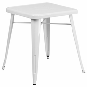 COMMERCIAL GRADE 23.75" SQUARE WHITE METAL INDOOR-OUTDOOR TABLE: <font color=green>FREE SHIPPING!</font>