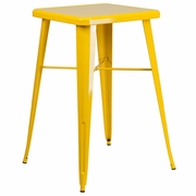 COMMERCIAL GRADE 23.75" SQUARE YELLOW METAL INDOOR-OUTDOOR BAR HEIGHT TABLE: <font color=green>FREE SHIPPING!</font>