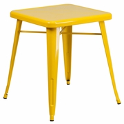 COMMERCIAL GRADE 23.75" SQUARE YELLOW METAL INDOOR-OUTDOOR TABLE: <font color=green>FREE SHIPPING!</font>