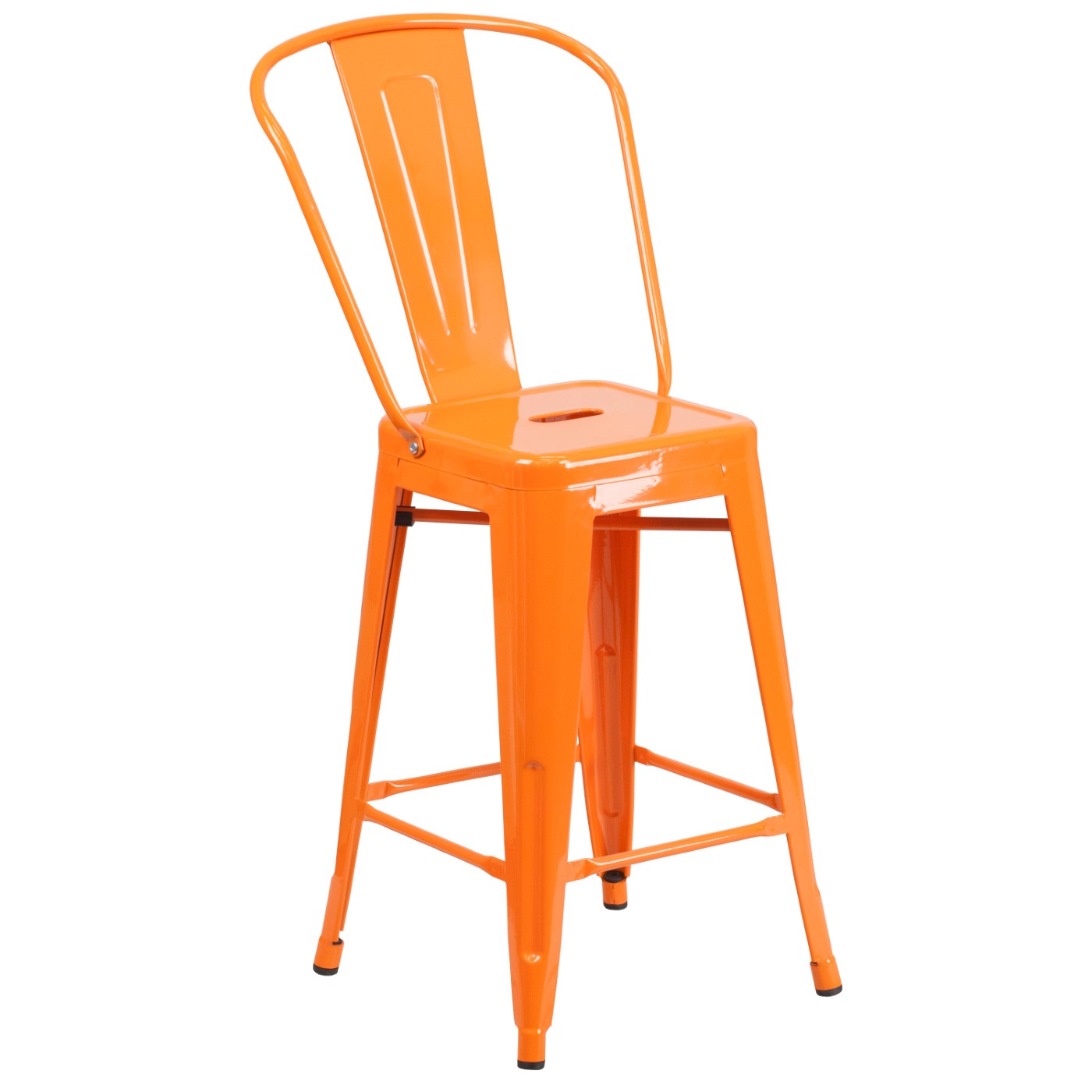 COMMERCIAL GRADE 24" HIGH ORANGE METAL INDOOR-OUTDOOR COUNTER HEIGHT STOOL WITH REMOVABLE BACK: <font color=green>FREE SHIPPING!</font> COMMERCIAL GRADE 24" HIGH ORANGE METAL INDOOR-OUTDOOR COUNTER HEIGHT STOOL WITH REMOVABLE BACK: <font color=green>FREE SHIPPING!</font>