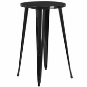 COMMERCIAL GRADE 24" ROUND BLACK METAL INDOOR-OUTDOOR BAR HEIGHT TABLE: <font color=green>FREE SHIPPING!</font>