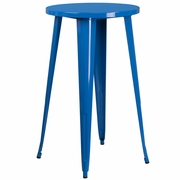 COMMERCIAL GRADE 24" ROUND BLUE METAL INDOOR-OUTDOOR BAR HEIGHT TABLE: <font color=green>FREE SHIPPING!</font>