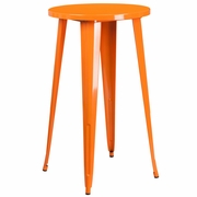 COMMERCIAL GRADE 24" ROUND ORANGE METAL INDOOR-OUTDOOR BAR HEIGHT TABLE: <font color=green>FREE SHIPPING!</font>