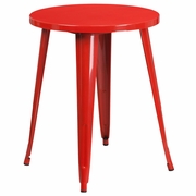 COMMERCIAL GRADE 24" ROUND RED METAL INDOOR-OUTDOOR TABLE <font color=green>FREE SHIPPING!</font>