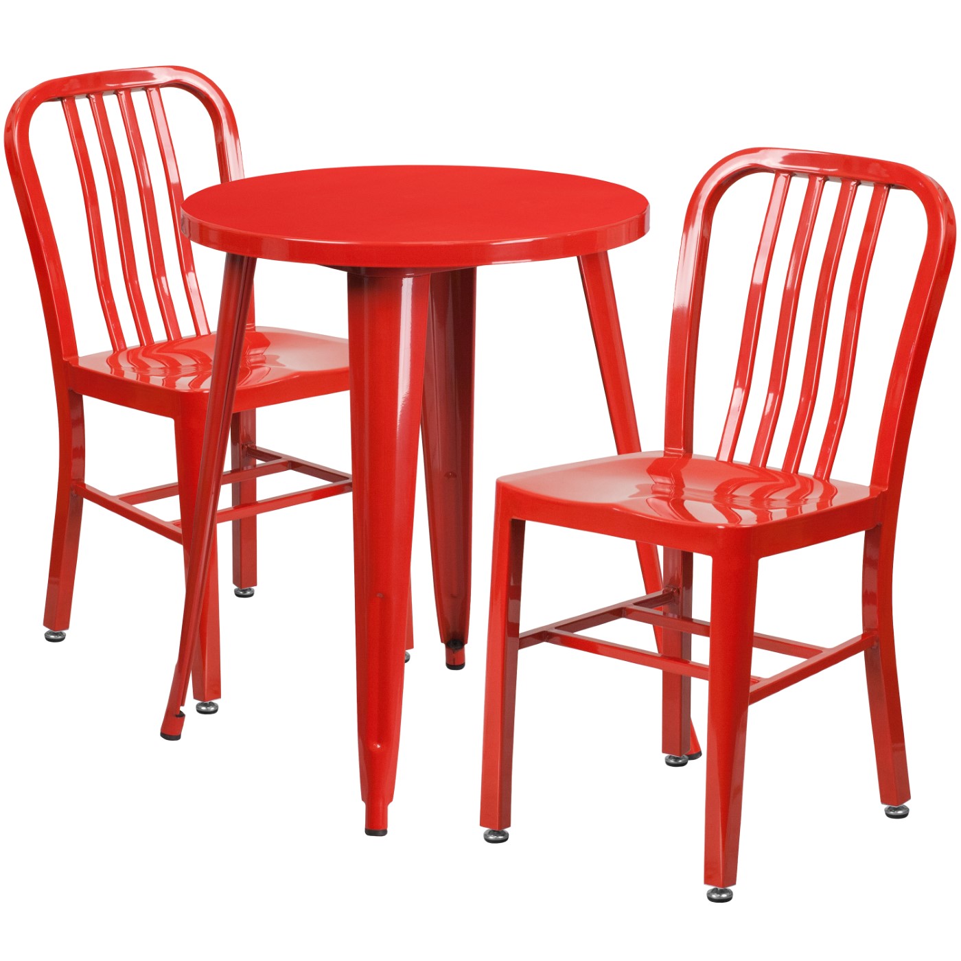 COMMERCIAL GRADE 24" ROUND RED METAL INDOOR-OUTDOOR TABLE SET WITH 2 VERTICAL SLAT BACK CHAIRS <font color=green>FREE SHIPPING!</font> COMMERCIAL GRADE 24" ROUND RED METAL INDOOR-OUTDOOR TABLE SET WITH 2 VERTICAL SLAT BACK CHAIRS <font color=green>FREE SHIPPING!</font>