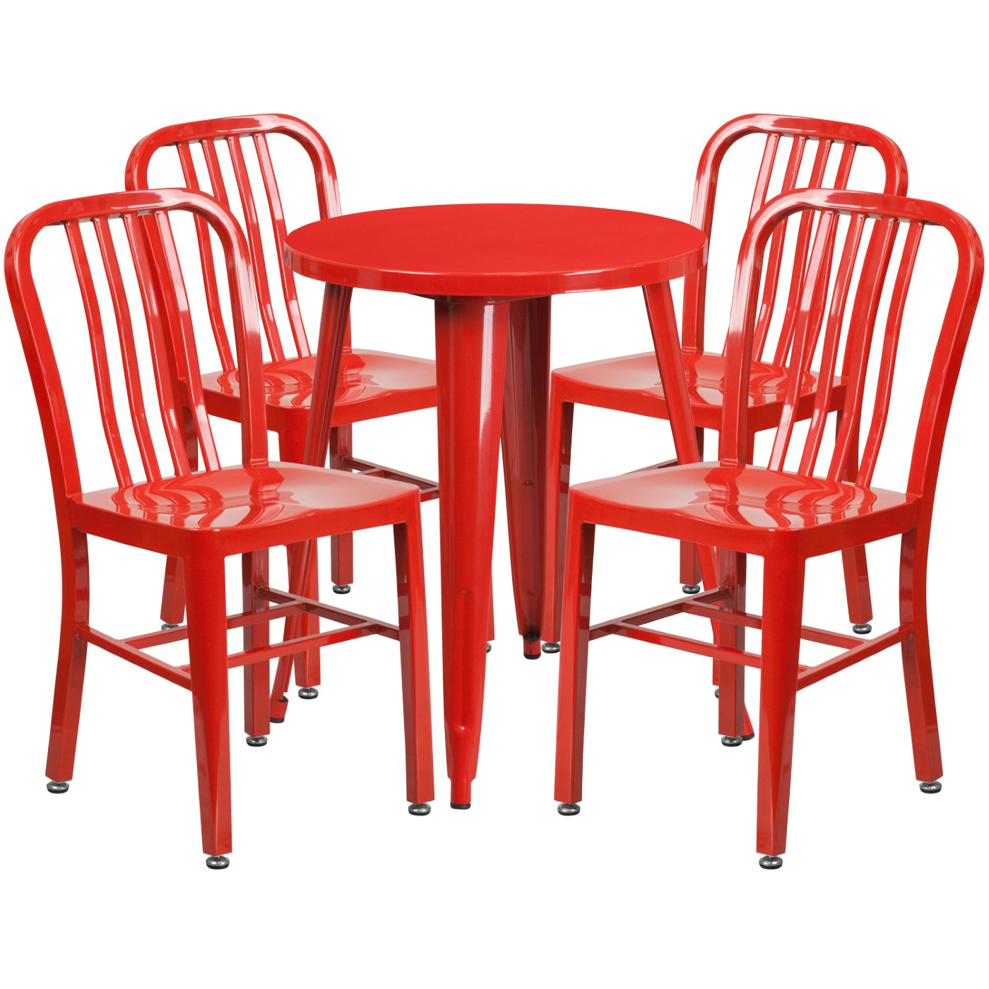 COMMERCIAL GRADE 24" ROUND RED METAL INDOOR-OUTDOOR TABLE SET WITH 4 VERTICAL SLAT BACK CHAIRS <font color=green>FREE SHIPPING!</font> COMMERCIAL GRADE 24" ROUND RED METAL INDOOR-OUTDOOR TABLE SET WITH 4 VERTICAL SLAT BACK CHAIRS <font color=green>FREE SHIPPING!</font>