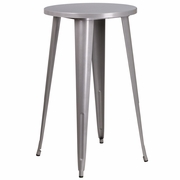 COMMERCIAL GRADE 24" ROUND SILVER METAL INDOOR-OUTDOOR BAR HEIGHT TABLE: <font color=green>FREE SHIPPING!</font>