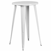 COMMERCIAL GRADE 24" ROUND WHITE METAL INDOOR-OUTDOOR BAR HEIGHT TABLE: <font color=green>FREE SHIPPING!</font>