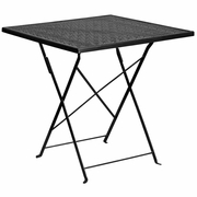 COMMERCIAL GRADE 28" SQUARE BLACK INDOOR-OUTDOOR STEEL FOLDING PATIO TABLE: <font color=green>FREE SHIPPING!</font>