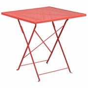COMMERCIAL GRADE 28" SQUARE CORAL INDOOR-OUTDOOR STEEL FOLDING PATIO TABLE: <font color=green>FREE SHIPPING!</font>
