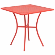 COMMERCIAL GRADE 28" SQUARE CORAL INDOOR-OUTDOOR STEEL PATIO TABLE: <font color=green>FREE SHIPPING!</font>