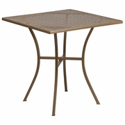 COMMERCIAL GRADE 28" SQUARE GOLD INDOOR-OUTDOOR STEEL PATIO TABLE: <font color=green>FREE SHIPPING!</font>