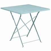 COMMERCIAL GRADE 28" SQUARE SKY BLUE INDOOR-OUTDOOR STEEL FOLDING PATIO TABLE: <font color=green>FREE SHIPPING!</font>