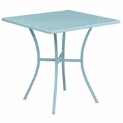 COMMERCIAL GRADE 28" SQUARE SKY BLUE INDOOR-OUTDOOR STEEL PATIO TABLE: <font color=green>FREE SHIPPING!</font>