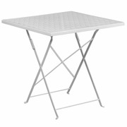 COMMERCIAL GRADE 28" SQUARE WHITE INDOOR-OUTDOOR STEEL FOLDING PATIO TABLE: <font color=green>FREE SHIPPING!</font>