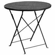 COMMERCIAL GRADE 30" ROUND BLACK INDOOR-OUTDOOR STEEL FOLDING PATIO TABLE: <font color=green>FREE SHIPPING!</font>