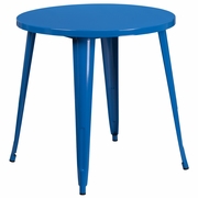 COMMERCIAL GRADE 30" ROUND BLUE METAL INDOOR-OUTDOOR TABLE: <font color=green>FREE SHIPPING!</font>