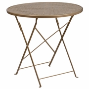 COMMERCIAL GRADE 30" ROUND GOLD INDOOR-OUTDOOR STEEL FOLDING PATIO TABLE: <font color=green>FREE SHIPPING!</font>