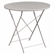 COMMERCIAL GRADE 30" ROUND LIGHT GRAY INDOOR-OUTDOOR STEEL FOLDING PATIO TABLE: <font color=green>FREE SHIPPING!</font>