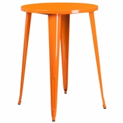 COMMERCIAL GRADE 30" ROUND ORANGE METAL INDOOR-OUTDOOR BAR HEIGHT TABLE: <font color=green>FREE SHIPPING!</font>