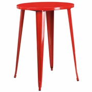 COMMERCIAL GRADE 30" ROUND RED METAL INDOOR-OUTDOOR BAR HEIGHT TABLE: <font color=green>FREE SHIPPING!</font>