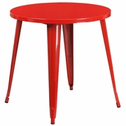 COMMERCIAL GRADE 30" ROUND RED METAL INDOOR-OUTDOOR TABLE: <font color=green>FREE SHIPPING!</font>