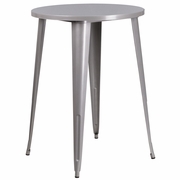 COMMERCIAL GRADE 30" ROUND SILVER METAL INDOOR-OUTDOOR BAR HEIGHT TABLE: <font color=green>FREE SHIPPING!</font>