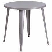 COMMERCIAL GRADE 30" ROUND SILVER METAL INDOOR-OUTDOOR TABLE: <font color=green>FREE SHIPPING!</font>