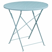 COMMERCIAL GRADE 30" ROUND SKY BLUE INDOOR-OUTDOOR STEEL FOLDING PATIO TABLE: <font color=green>FREE SHIPPING!</font>
