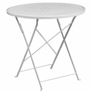 COMMERCIAL GRADE 30" ROUND WHITE INDOOR-OUTDOOR STEEL FOLDING PATIO TABLE: <font color=green>FREE SHIPPING!</font>