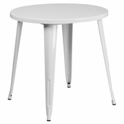 COMMERCIAL GRADE 30" ROUND WHITE METAL INDOOR-OUTDOOR TABLE: <font color=green>FREE SHIPPING!</font>
