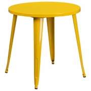 COMMERCIAL GRADE 30" ROUND YELLOW METAL INDOOR-OUTDOOR TABLE: <font color=green>FREE SHIPPING!</font>