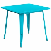 COMMERCIAL GRADE 31.5" SQUARE CRYSTAL TEAL-BLUE METAL INDOOR-OUTDOOR TABLE <font color=green>FREE SHIPPING!</font>