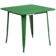 COMMERCIAL GRADE 31.5" SQUARE GREEN METAL INDOOR-OUTDOOR TABLE: <font color=green>FREE SHIPPING!</font>