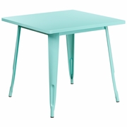 COMMERCIAL GRADE 31.5" SQUARE MINT GREEN METAL INDOOR-OUTDOOR TABLE: <font color=green>FREE SHIPPING!</font>