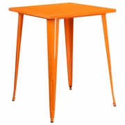 COMMERCIAL GRADE 31.5" SQUARE ORANGE METAL INDOOR-OUTDOOR BAR HEIGHT TABLE <font color=green>FREE SHIPPING!</font>