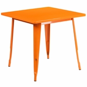 COMMERCIAL GRADE 31.5" SQUARE ORANGE METAL INDOOR-OUTDOOR TABLE <font color=green>FREE SHIPPING!</font>