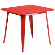COMMERCIAL GRADE 31.5" SQUARE RED METAL INDOOR-OUTDOOR TABLE <font color=green>FREE SHIPPING!</font>