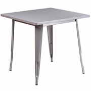 COMMERCIAL GRADE 31.5" SQUARE SILVER METAL INDOOR-OUTDOOR TABLE: <font color=green>FREE SHIPPING!</font>