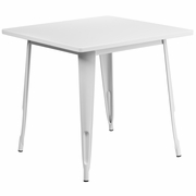 COMMERCIAL GRADE 31.5" SQUARE WHITE METAL INDOOR-OUTDOOR TABLE: <font color=green>FREE SHIPPING!</font>