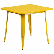 COMMERCIAL GRADE 31.5" SQUARE YELLOW METAL INDOOR-OUTDOOR TABLE: <font color=green>FREE SHIPPING!</font>