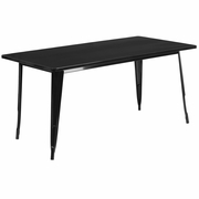 COMMERCIAL GRADE 31.5" X 63" RECTANGULAR BLACK METAL INDOOR-OUTDOOR TABLE: <font color=green>FREE SHIPPING!</font>