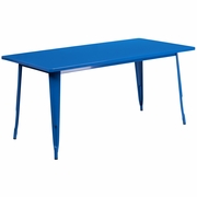 COMMERCIAL GRADE 31.5" X 63" RECTANGULAR BLUE METAL INDOOR-OUTDOOR TABLE: <font color=green>FREE SHIPPING!</font>