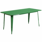 COMMERCIAL GRADE 31.5" X 63" RECTANGULAR GREEN METAL INDOOR-OUTDOOR TABLE: <font color=green>FREE SHIPPING!</font>